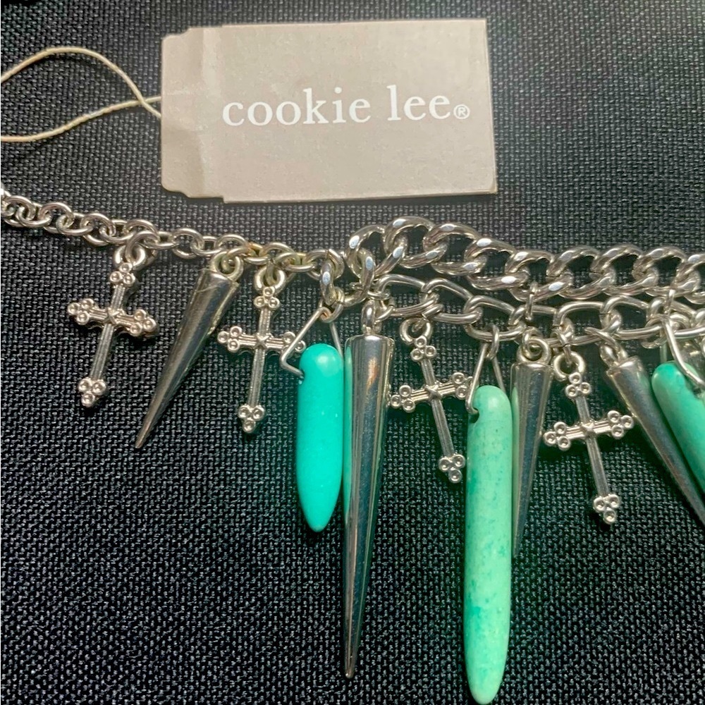 💚Genuine TURQUOISE & Multiple Cross Necklace by Cookie Lee - Picture 1 of 5